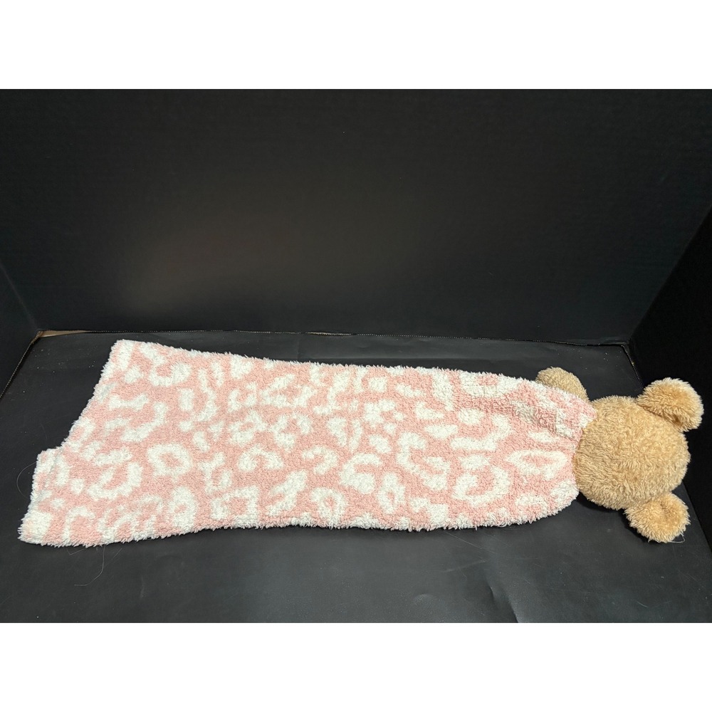 Mud Pie Pink Leopard Chenille Bear Lovey Security Blanket Baby Girl Plush HTF - Picture 3 of 4